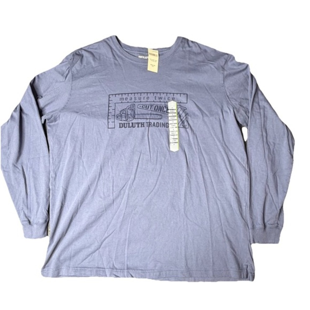 Duluth Trading Men's Blue‎ Relaxed Fit Longtail Long Sleeve Crew XL NWT Cut Once